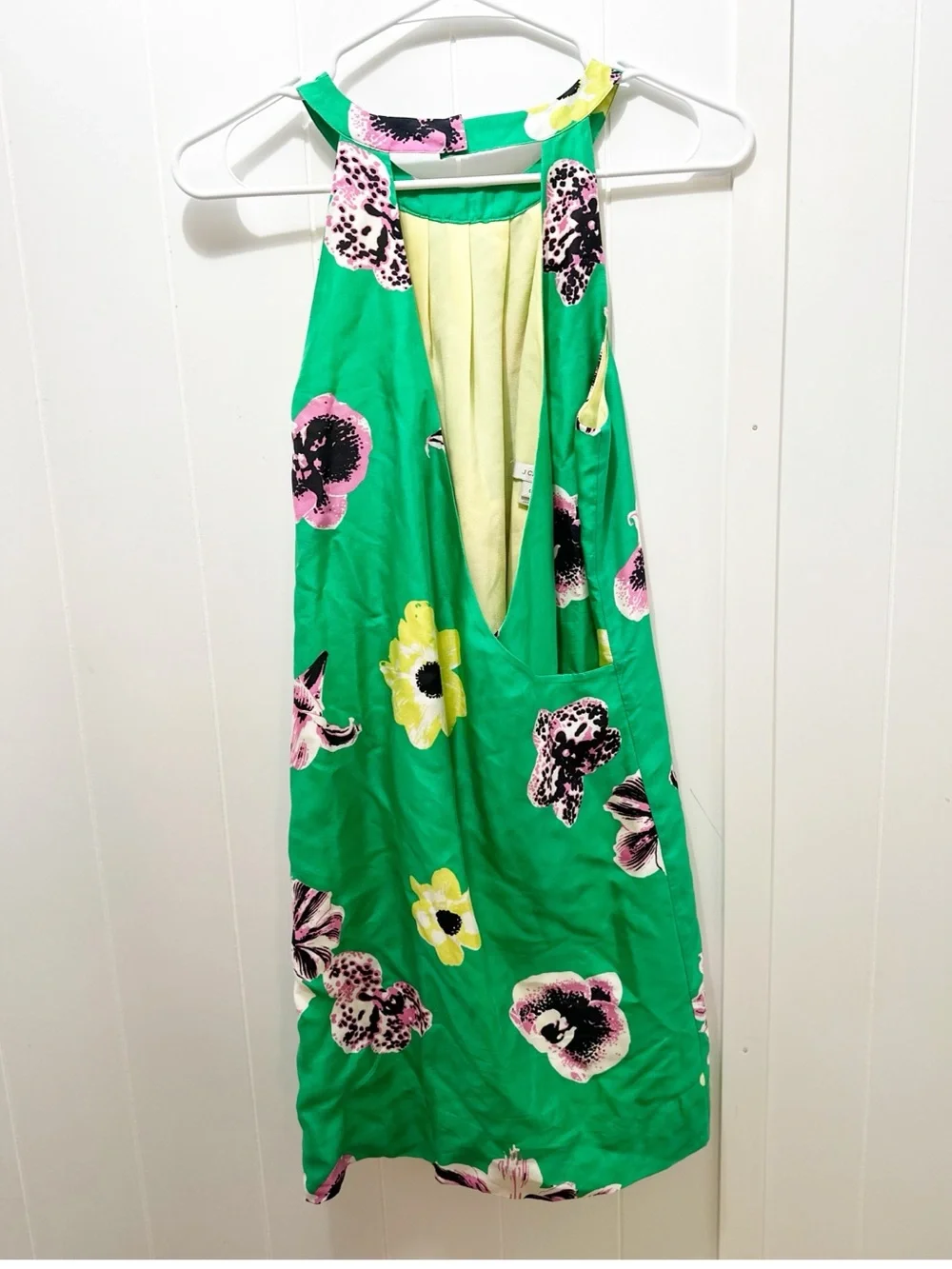 J. Crew silk halter neck mini dress floral green size 0